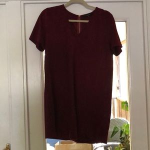 Red suede mini dress